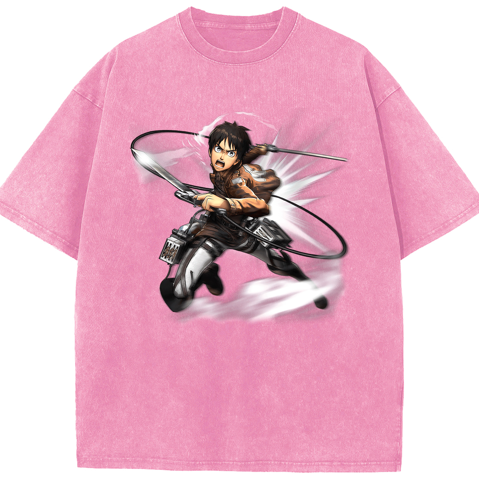 （画像用） 進撃の巨人 エレン･イェーガー Attack on Titan Eren Jäger 綿100% ヴィンテージ風 半袖Tシャツ（フロントプリント）